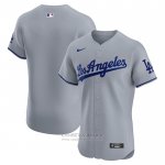 Camiseta Beisbol Hombre Los Angeles Dodgers Road Vapor Premier Elite Patch Gris