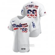 Camiseta Beisbol Hombre Los Angeles Dodgers Ross Stripling 2020 Stars & Stripes 4th of July Blanco