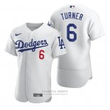 Camiseta Beisbol Hombre Los Angeles Dodgers Trea Turner Autentico Primera Blanco