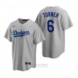 Camiseta Beisbol Hombre Los Angeles Dodgers Trea Turner Replica Alterno Gris