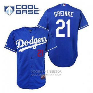 Camiseta Beisbol Hombre Los Angeles Dodgers Zack Greinke 21 Azul Cool Base