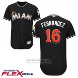 Camiseta Beisbol Hombre Miami Marlins 16 Jose Fernandez Negro Flex Base