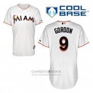 Camiseta Beisbol Hombre Miami Marlins Dee Gordon 9 Blanco Primera Cool Base