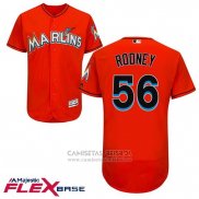 Camiseta Beisbol Hombre Miami Marlins Fernando Rodney 56 Flex Base Firebrick