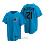 Camiseta Beisbol Hombre Miami Marlins Jesus Aguilar Replica Alterno Azul
