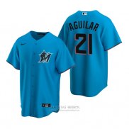 Camiseta Beisbol Hombre Miami Marlins Jesus Aguilar Replica Alterno Azul