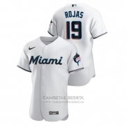 Camiseta Beisbol Hombre Miami Marlins Miguel Rojas Autentico Blanco