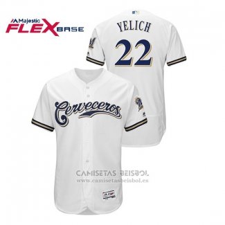 Camiseta Beisbol Hombre Milwaukee Brewers Christian Yelich Flex Base Primera Hispanic Heritage Blanco