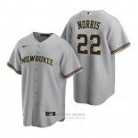 Camiseta Beisbol Hombre Milwaukee Brewers Daniel Norris Replica Road Gris