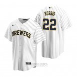 Camiseta Beisbol Hombre Milwaukee Brewers Daniel Norris White Replica Alterno Azul