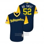 Camiseta Beisbol Hombre Milwaukee Brewers Jimmy Nelson 2018 LLWS Players Weekend Big Sweat Azul