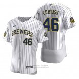 Camiseta Beisbol Hombre Milwaukee Brewers John Curtiss Autentico Primera Blanco