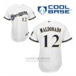 Camiseta Beisbol Hombre Milwaukee Brewers Martin Maldonado 12 Blanco Primera Cool Base