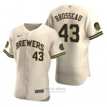 Camiseta Beisbol Hombre Milwaukee Brewers Mike Brosseau Autentico Alterno Crema