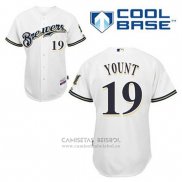 Camiseta Beisbol Hombre Milwaukee Brewers Robin Yount 19 Blanco Primera Cool Base