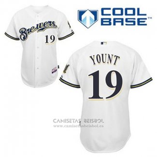 Camiseta Beisbol Hombre Milwaukee Brewers Robin Yount 19 Blanco Primera Cool Base