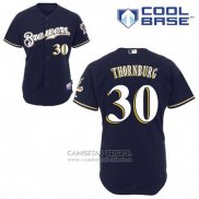Camiseta Beisbol Hombre Milwaukee Brewers Tyler Thornburg 30 Azul Alterno Cool Base