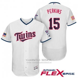 Camiseta Beisbol Hombre Minnesota Twins 2017 Estrellas y Rayas Glen Perkins Blanco Flex Base