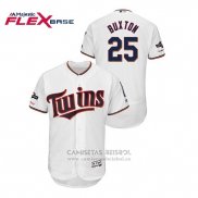 Camiseta Beisbol Hombre Minnesota Twins Byron Buxton 2019 Postemporada Flex Base Blanco