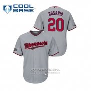 Camiseta Beisbol Hombre Minnesota Twins Eddie Rosario 2019 Postemporada Cool Base Gris