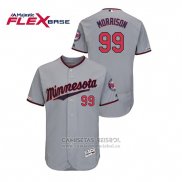 Camiseta Beisbol Hombre Minnesota Twins Logan Morrison 150th Aniversario Patch Autentico Flex Base Gris