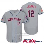 Camiseta Beisbol Hombre New York Mets 2017 Estrellas y Rayas Juan Lagares Gris Flex Base