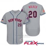 Camiseta Beisbol Hombre New York Mets 2017 Estrellas y Rayas Neil Walker Gris Flex Base