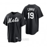 Camiseta Beisbol Hombre New York Mets Mark Canha Replica Negro Blanco