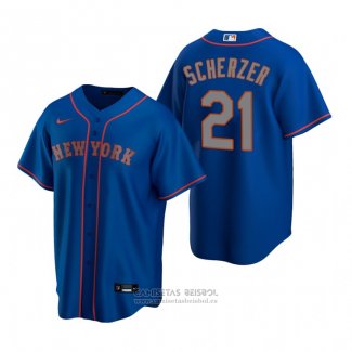 Camiseta Beisbol Hombre New York Mets Max Scherzer Replica Alterno Azul
