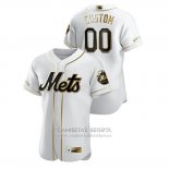 Camiseta Beisbol Hombre New York Mets Personalizada Golden Edition Autentico Blanco