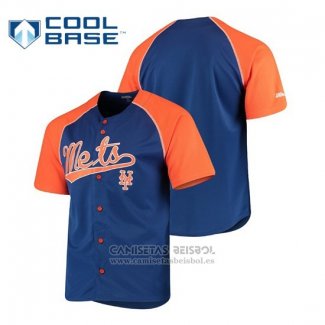 Camiseta Beisbol Hombre New York Mets Personalizada Stitches Azul Naranja