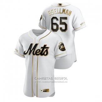 Camiseta Beisbol Hombre New York Mets Robert Gsellman Golden Edition Autentico Blanco