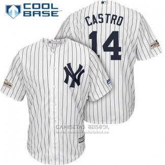 Camiseta Beisbol Hombre New York Yankees 2017 Postemporada Starlin Castro Blanco Cool Base