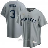 Camiseta Beisbol Hombre New York Yankees Babe Ruth Road Cooperstown Collection Gris