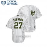 Camiseta Beisbol Hombre New York Yankees Giancarlo Stanton 2018 Dia de los Caidos Cool Base Blanco