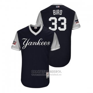 Camiseta Beisbol Hombre New York Yankees Greg Bird 2018 LLWS Players Weekend Bird Azul