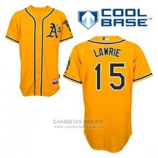 Camiseta Beisbol Hombre Oakland Athletics Brett Lawrie 15 Oro Alterno Cool Base
