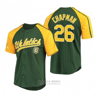 Camiseta Beisbol Hombre Oakland Athletics Matt Chapman Replica Button Down Raglan Verde