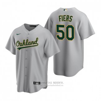 Camiseta Beisbol Hombre Oakland Athletics Mike Fiers Replica Road Gris