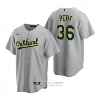 Camiseta Beisbol Hombre Oakland Athletics Yusmeiro Petit Replica Road Gris