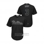 Camiseta Beisbol Hombre Philadelphia Phillies Bryce Harper 2019 Players Weekend Replica Negro