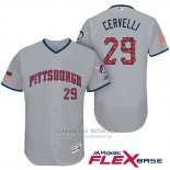 Camiseta Beisbol Hombre Pittsburgh Pirates 2017 Estrellas y Rayas Francisco Cervelli Gris Flex Base