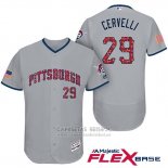 Camiseta Beisbol Hombre Pittsburgh Pirates 2017 Estrellas y Rayas Francisco Cervelli Gris Flex Base