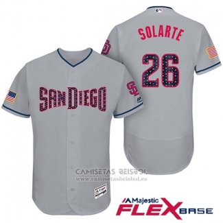 Camiseta Beisbol Hombre San Diego Padres 2017 Estrellas y Rayas Yangervis Solarte Gris Flex Base