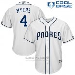 Camiseta Beisbol Hombre San Diego Padres 4 Wil Myers Blanco 2017 Cool Base