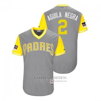 Camiseta Beisbol Hombre San Diego Padres Jose Pirela 2018 LLWS Players Weekend Aguila Negra Gris