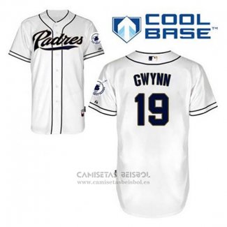 Camiseta Beisbol Hombre San Diego Padres Tony Gwynn 19 Blanco Primera Cool Base