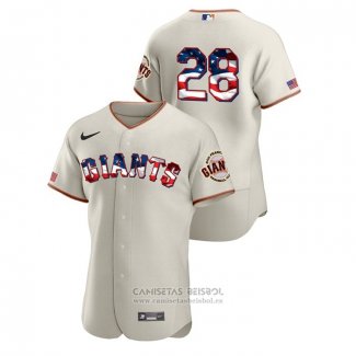 Camiseta Beisbol Hombre San Francisco Giants Buster Posey 2020 Stars & Stripes 4th of July Crema