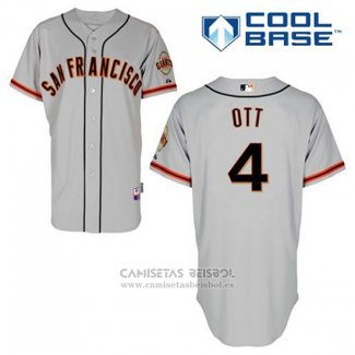 Camiseta Beisbol Hombre San Francisco Giants Mel Ott 4 Gris Cool Base