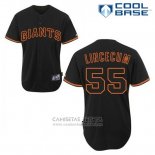 Camiseta Beisbol Hombre San Francisco Giants Tim Lincecum 55 Negro Fashion Cool Base